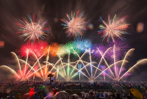 やつしろ全国花火競技大会 花火の風景1