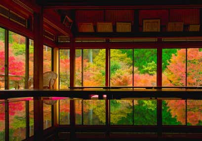 逆さもみじの環境芸術の森と御船山楽園・慧州園2つの紅葉まつりと佐賀牛陶板焼ランチ