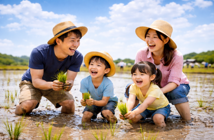 【農業体験ツアー】[横浜発]みんなで楽しむ『彩のきずな』田植え＆いちご狩り♪神戸牛しゃぶしゃぶランチ付き 埼玉の美味しい！楽しい！体験日帰りバスツアー1