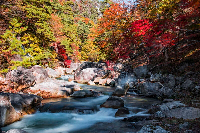 【宮城県・新幹線駅（仙台駅・白石蔵王駅・古川駅・くりこま高原駅）発】 紅葉絶景巡り「上高地」「昇仙峡」「上田城跡公園」「懐古園」と 限定許可車両でしか行けない秘境「高瀬渓谷」紅葉見物 3日間2