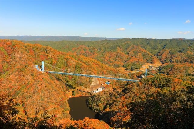 【秋田市内発】 北関東紅葉名所めぐり　日本三名瀑袋田の滝・日本最大級の長さを誇る竜神大吊橋　塩原温泉　２日間2
