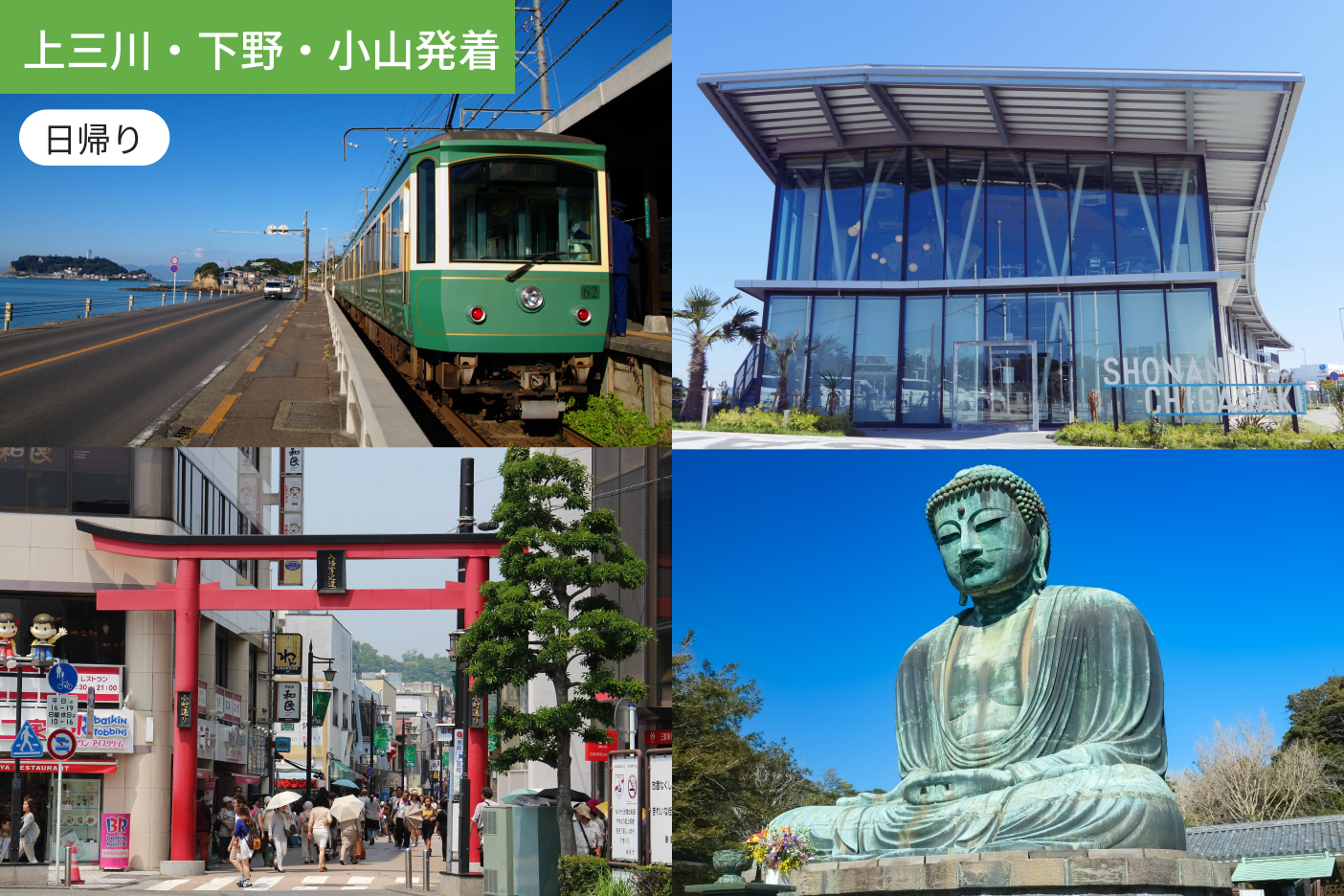 【上三川・下野・小山発着】初夏の彩り旅！鎌倉散策と「道の駅 湘南ちがさき」満喫ツアー1