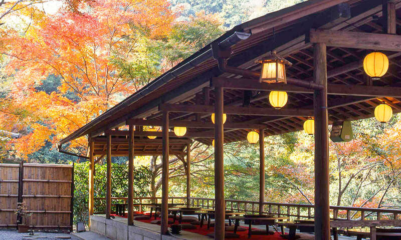 【富山・石川発】 京都・高雄「錦水亭」もみじの床で味わう 川床料理 と　槙尾山 西明寺 ・嵐山散策　　日帰り3
