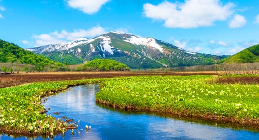<新宿発・西船橋発> ベストシーズン到来!水芭蕉咲く 遥かな尾瀬 と 新緑の裏磐梯・神秘の五色沼ハイキング 2日間 【週末土曜発】【1名参加ok】