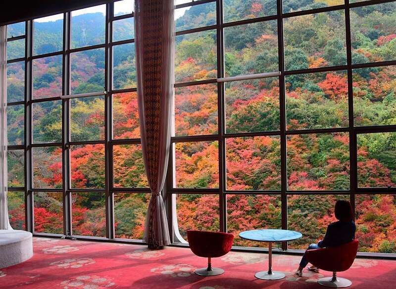 【高松駅発】 愛媛屈指の紅葉SNS映えスポット！絵画の様な絶景奥道後壱湯の守 「紅葉窓」＆県内随一の名所「もみじ寺」西山興隆寺　日帰り1