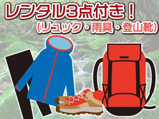 ■往復航空機利用で行く世界遺産「屋久島」≪登山レンタル3点付きフリープラン≫民宿屋久島指定　1泊2日1