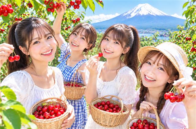 ■オリオンツアー５０周年記念第１１弾！岐阜名古屋発もぎたてフレッシュ山梨のさくらんぼ狩り食べ放題40分と薔薇の回廊ハイジの村で山梨の郷土料理のランチバイキングと信玄餅詰め放題へ行く日帰りバスツアー2