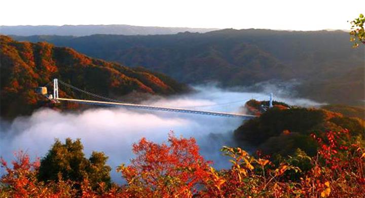 ＜新宿発・西船橋発＞ 日本三名瀑・紅葉に染まる袋田の滝 と 絶景！大パノラマの渓谷美・竜神大吊橋　 ～新入荷！常陸秋そば使用「名物・つけけんちん蕎麦」の昼食付き♪～1